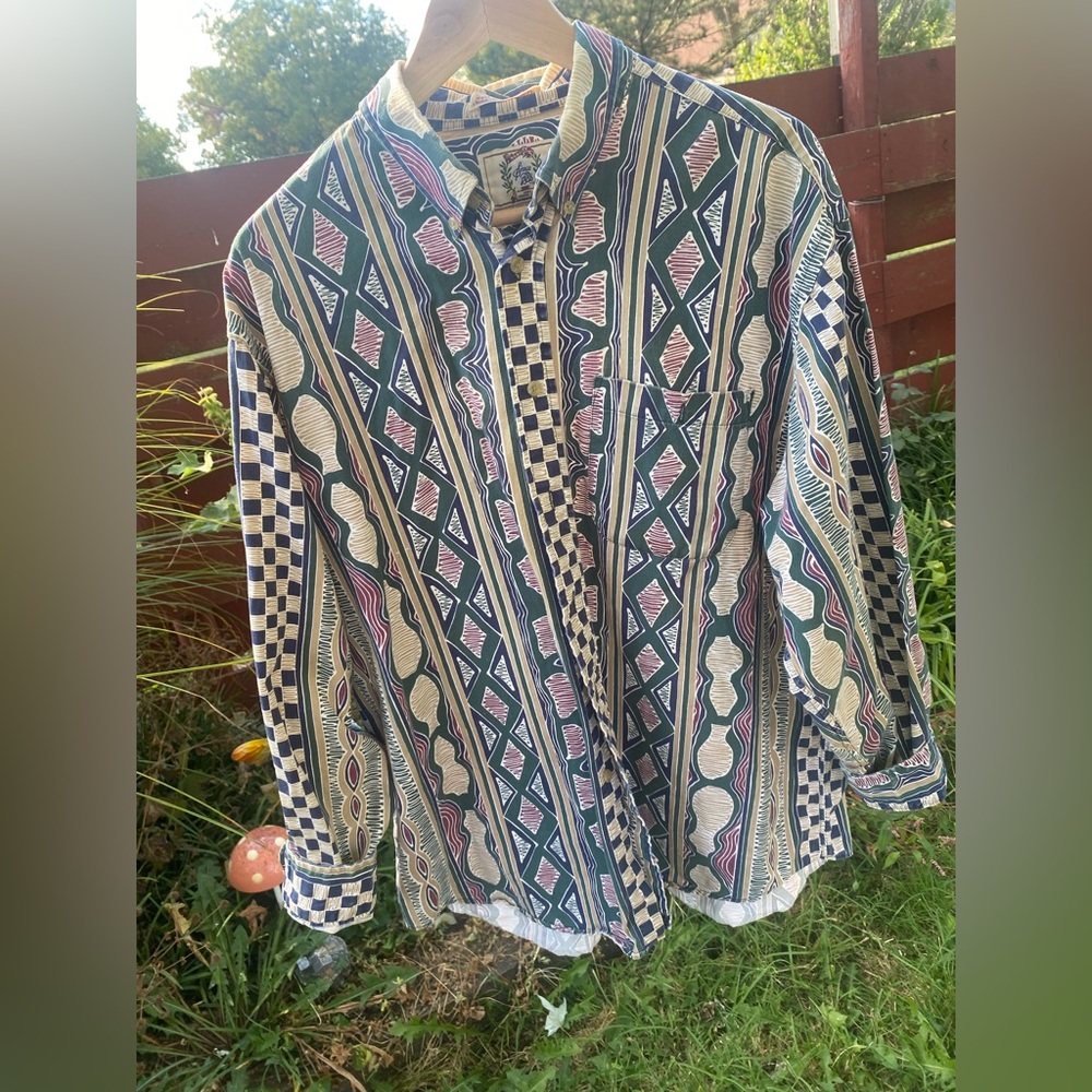 extremely funky patterned cotton button-up